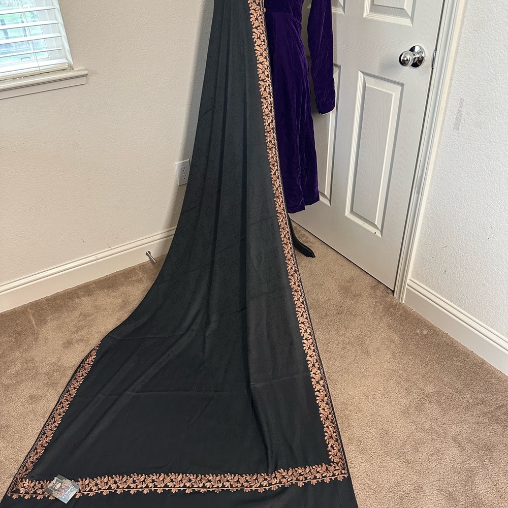 Elegant Black and Gold Embroidered Sari